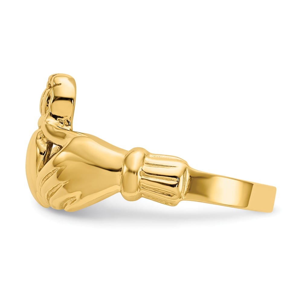 14k Yellow Gold 12 mm 4.48 g Men's Polished Claddagh Ring