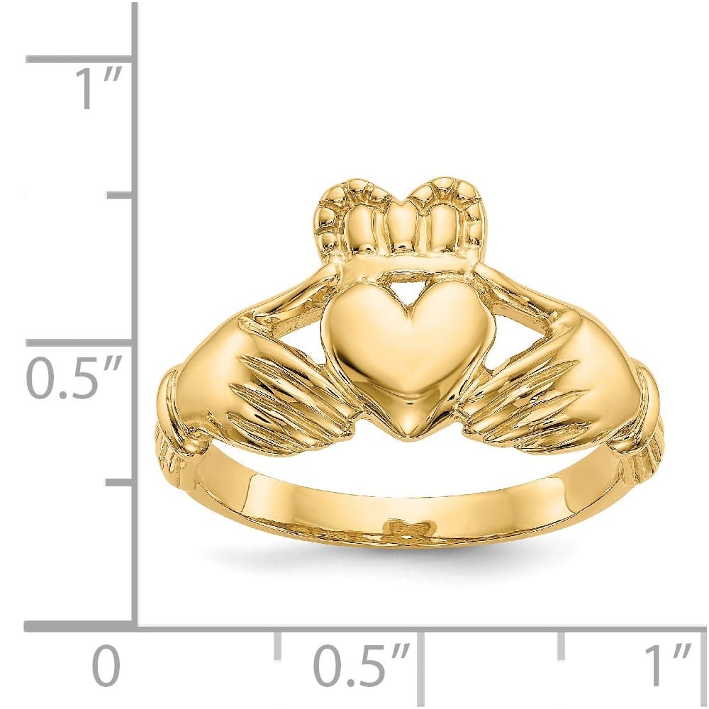 14k Yellow Gold 12 mm 4.48 g Men's Polished Claddagh Ring