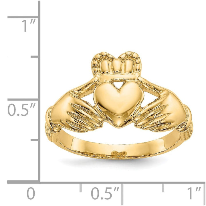 14k Yellow Gold 12 mm 4.48 g Men's Polished Claddagh Ring