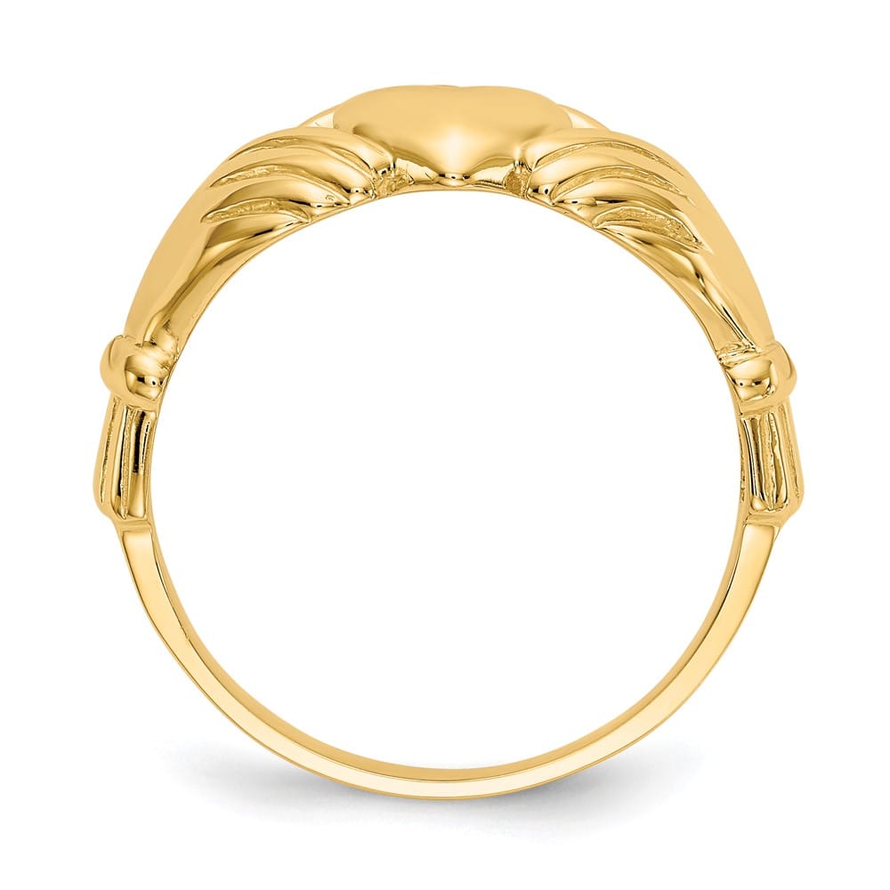 14k Yellow Gold 12 mm 4.48 g Men's Polished Claddagh Ring