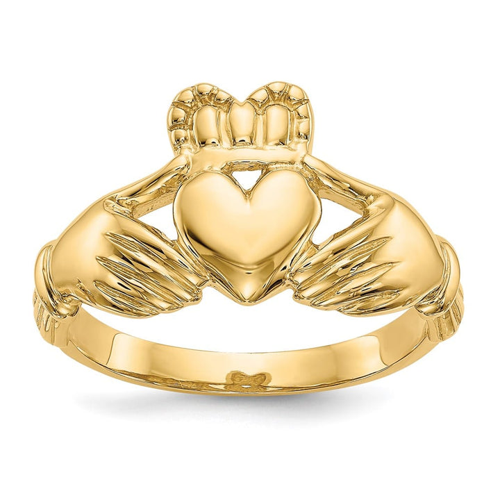 14k Yellow Gold 12 mm 4.48 g Men's Polished Claddagh Ring