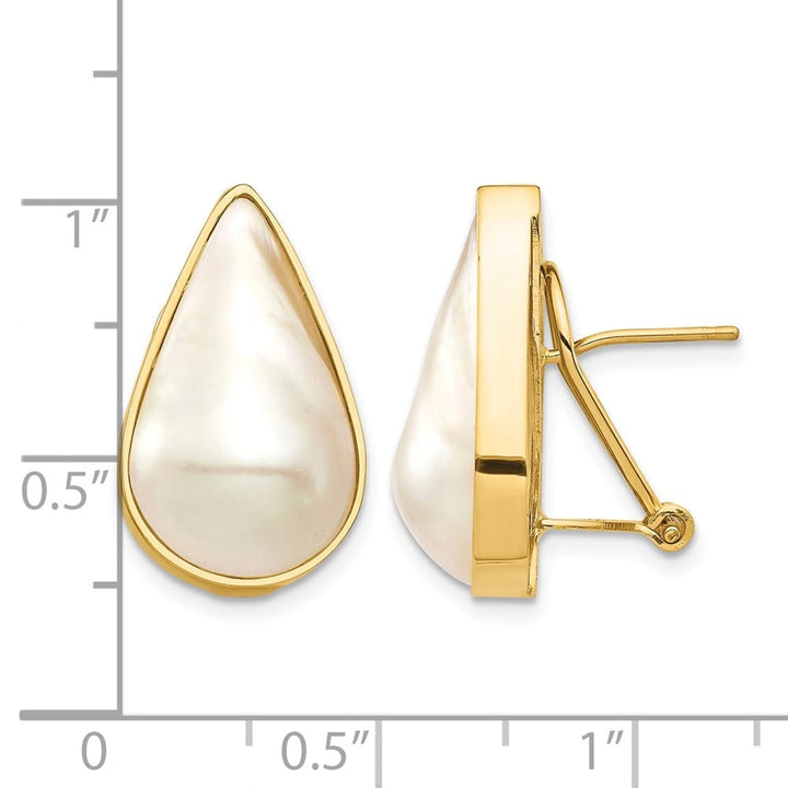 14K Yellow Gold 12x20 White Pear Saltwater Cultured Mabe Earrings
