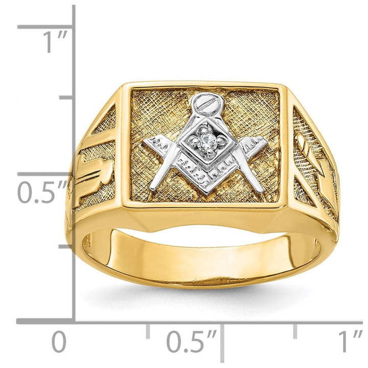 14k Yellow Gold 13.1 mm with Diamond Blue Lodge Master Men's Ring