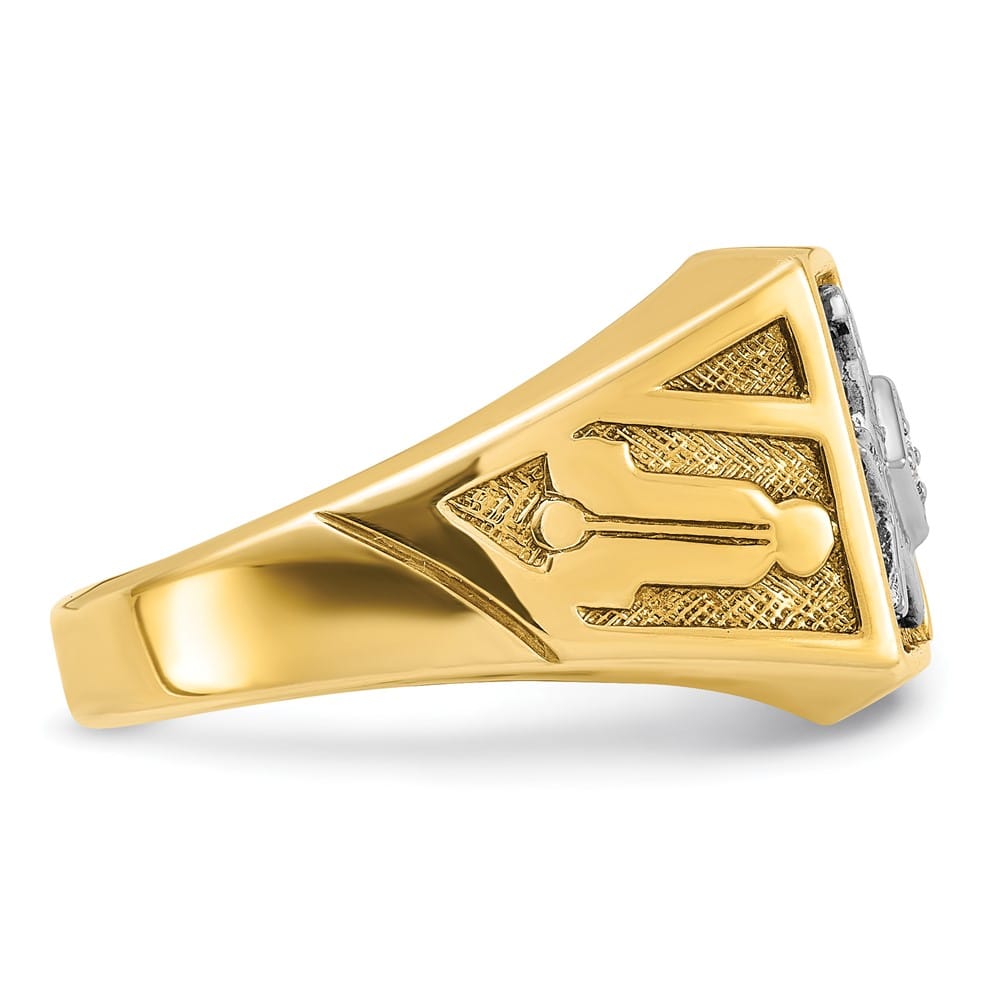 14k Yellow Gold 13.1 mm with Diamond Blue Lodge Master Men's Ring