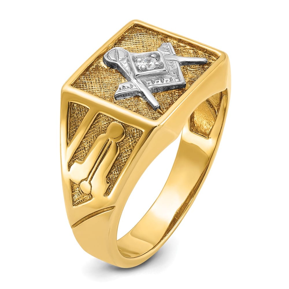 14k Yellow Gold 13.1 mm with Diamond Blue Lodge Master Men's Ring