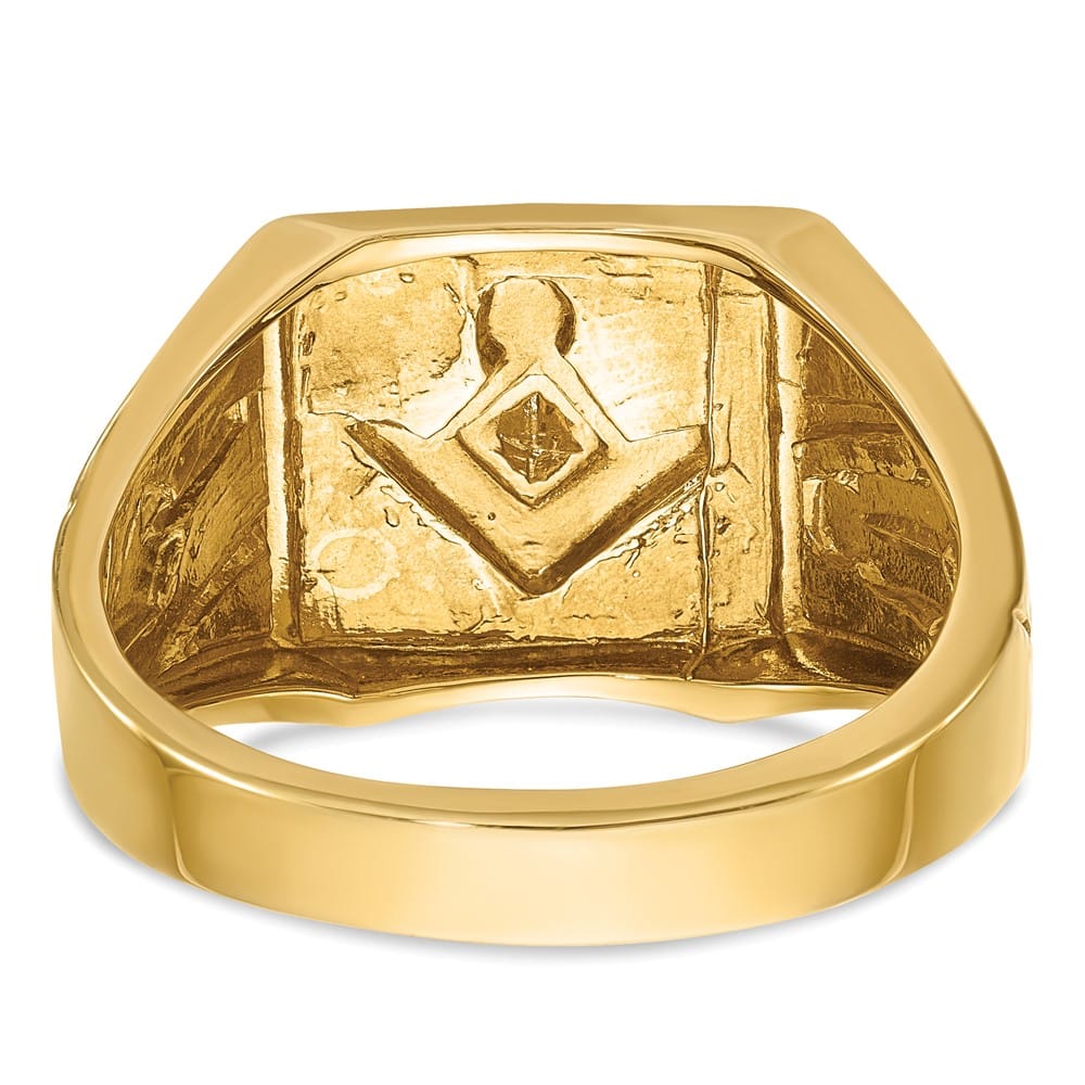 14k Yellow Gold 13.1 mm with Diamond Blue Lodge Master Men's Ring