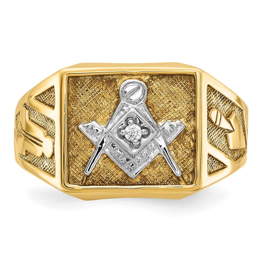 14k Yellow Gold 13.1 mm with Diamond Blue Lodge Master Men's Ring