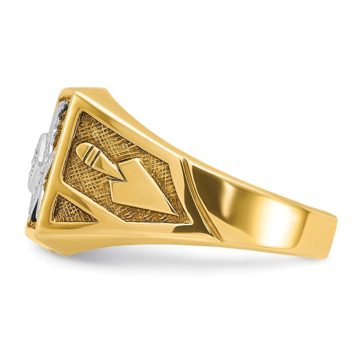 14k Yellow Gold 13.1 mm with Diamond Blue Lodge Master Men's Ring