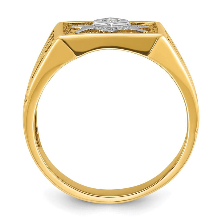 14k Yellow Gold 13.1 mm with Diamond Blue Lodge Master Men's Ring