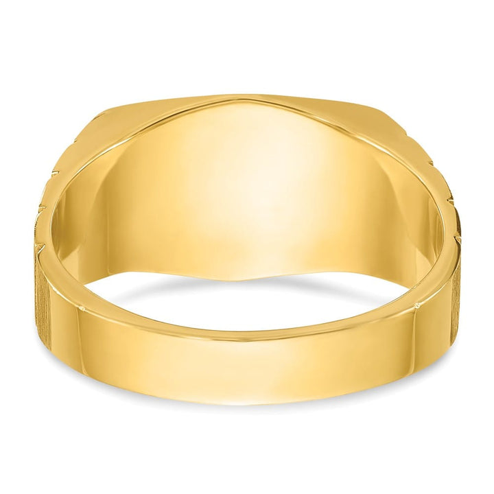 14k Yellow Gold 13.15 g Polished and Satin Diamond Men's Ring