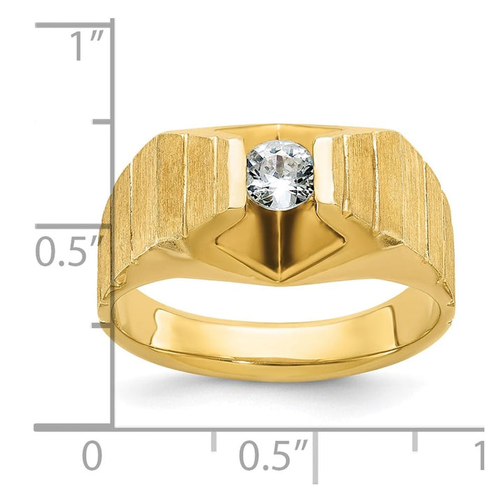 14k Yellow Gold 13.15 g Polished and Satin Diamond Men's Ring