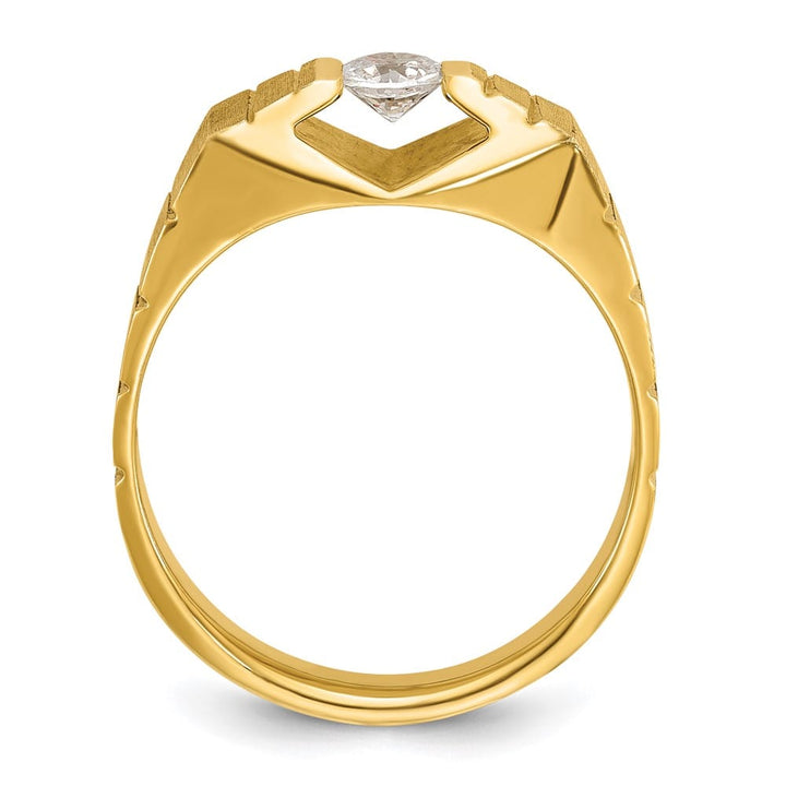 14k Yellow Gold 13.15 g Polished and Satin Diamond Men's Ring