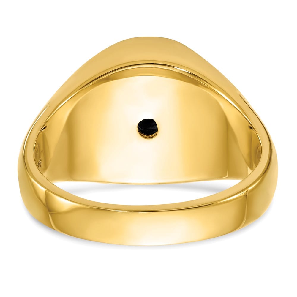 14k Yellow Gold 13.7 mm with Oval Onyx Blue Lodge Master Men's Ring