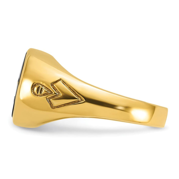 14k Yellow Gold 13.7 mm with Oval Onyx Blue Lodge Master Men's Ring