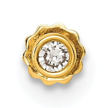 14K Yellow Gold 16 Gauge Polished 2.8mm Round Bezel CZ Labret Stud
