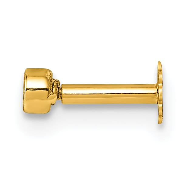 14K Yellow Gold 16 Gauge Polished 2.8mm Round Bezel CZ Labret Stud