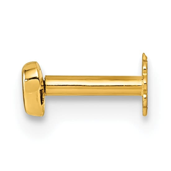 14K Yellow Gold 16 Gauge Polished CZ Heart Labret Stud