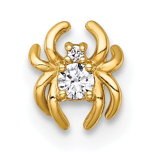 14K Yellow Gold 16 Gauge Polished CZ Spider Labret Stud