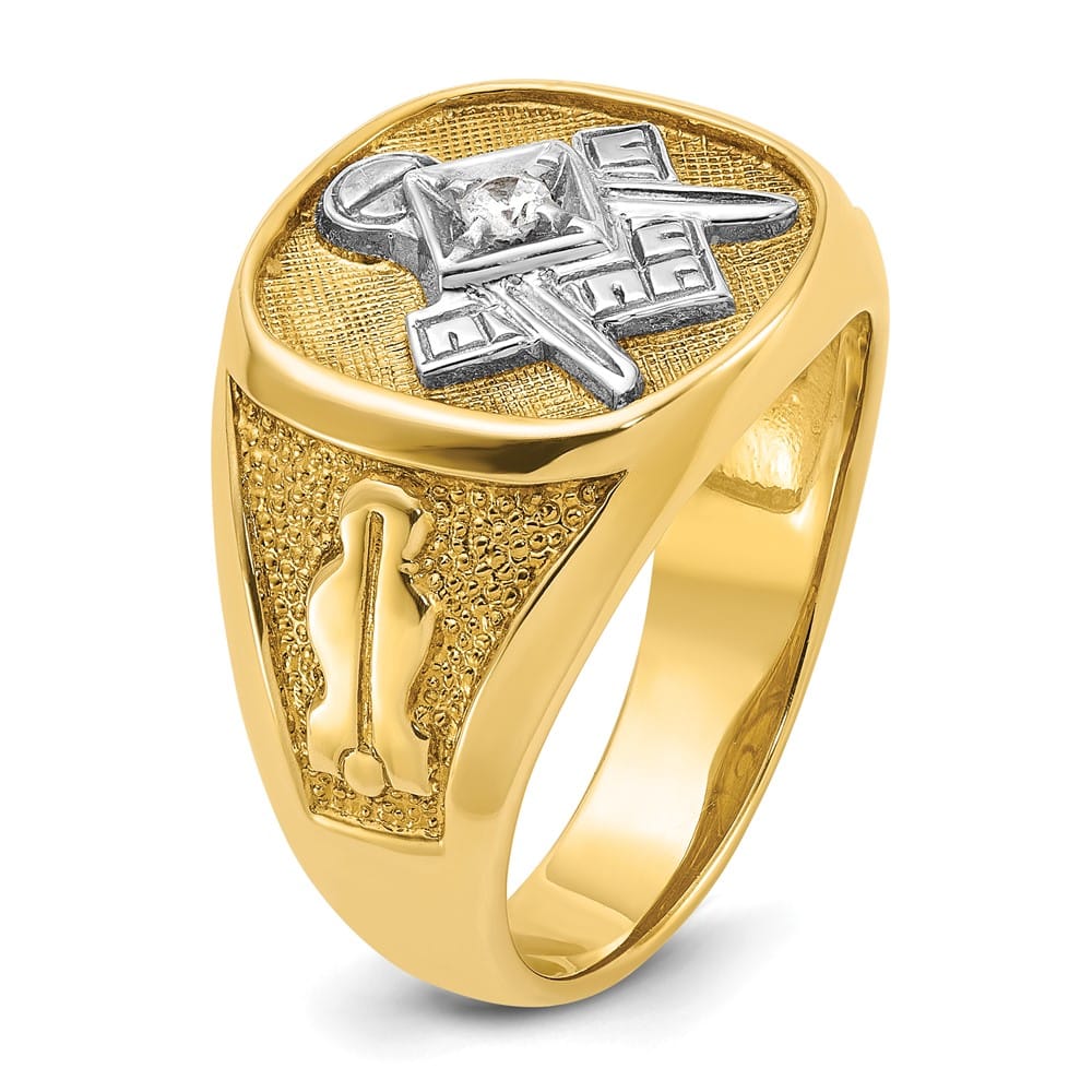 14k Yellow Gold 16 mm with Diamond Blue Lodge Master Men's Ring