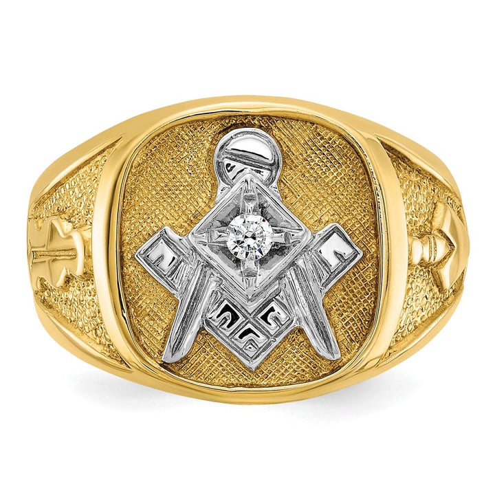 14k Yellow Gold 16 mm with Diamond Blue Lodge Master Men's Ring