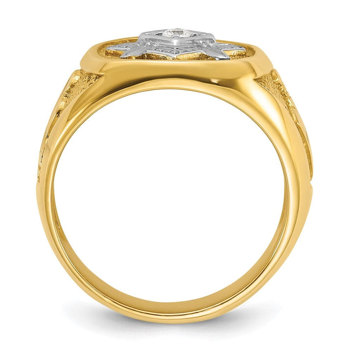 14k Yellow Gold 16 mm with Diamond Blue Lodge Master Men's Ring
