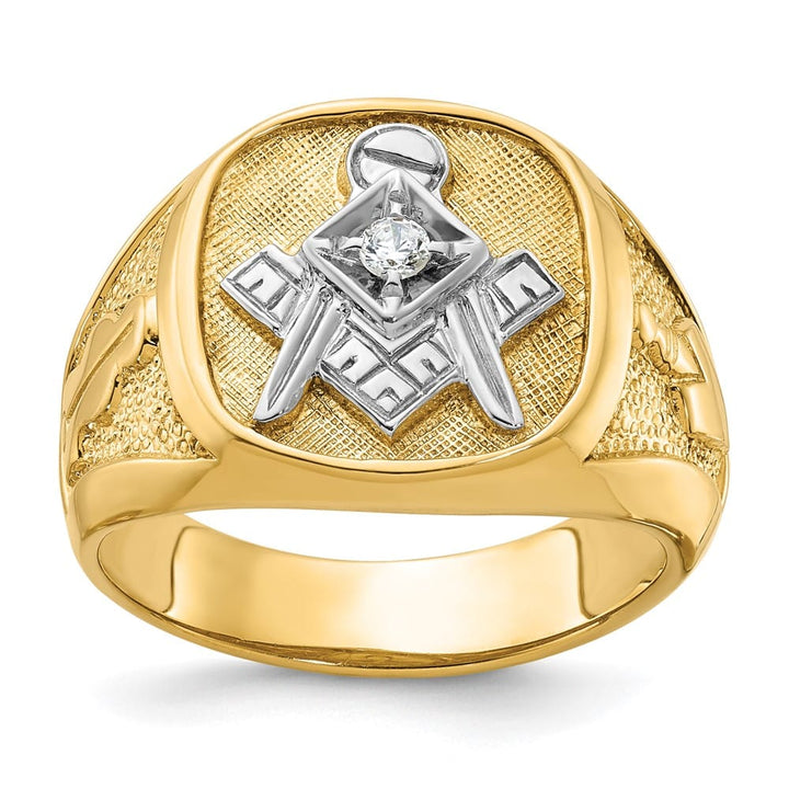 14k Yellow Gold 16 mm with Diamond Blue Lodge Master Men's Ring