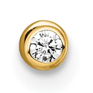14K Yellow Gold 18 Gauge Polished 2.5mm Round CZ Labret Stud