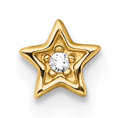 14K Yellow Gold 18 Gauge Polished CZ Star Labret Stud