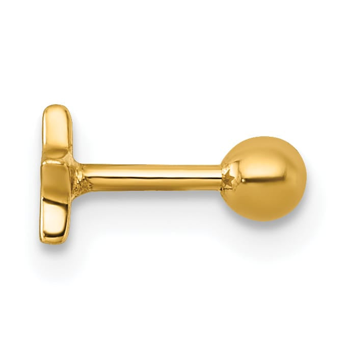 14K Yellow Gold 18 Gauge Polished CZ Star Labret Stud