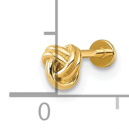 14K Yellow Gold 18 Gauge Polished Love Knot Labret Stud