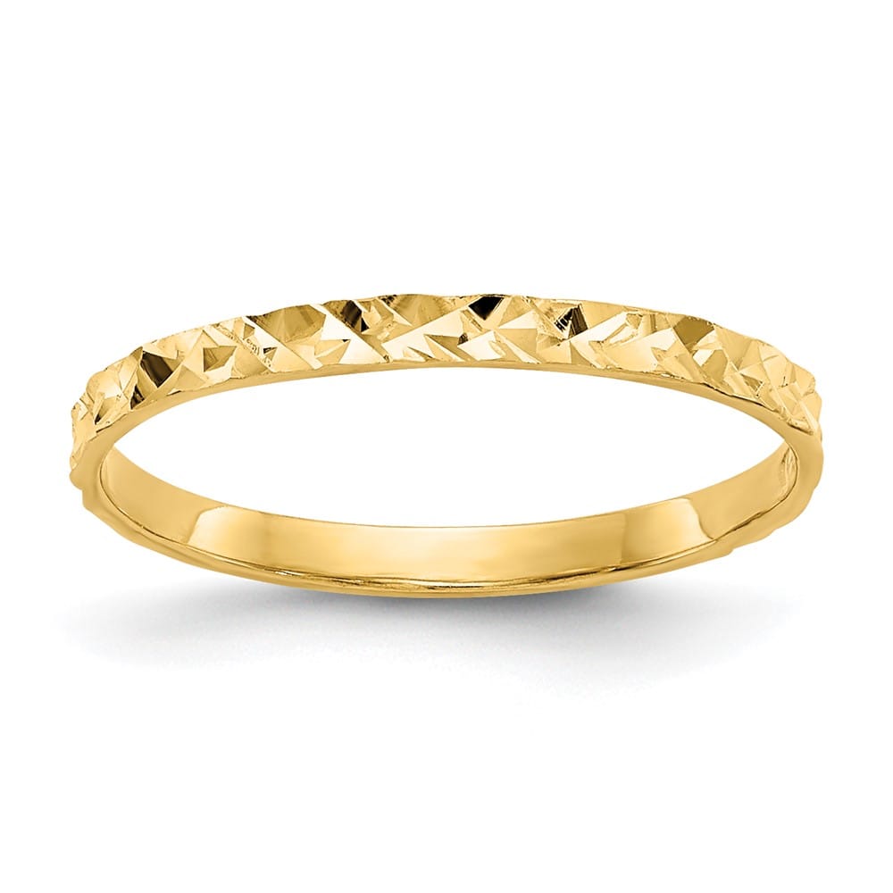 14k Yellow Gold 1mm D.C. Design Flat Band Ring