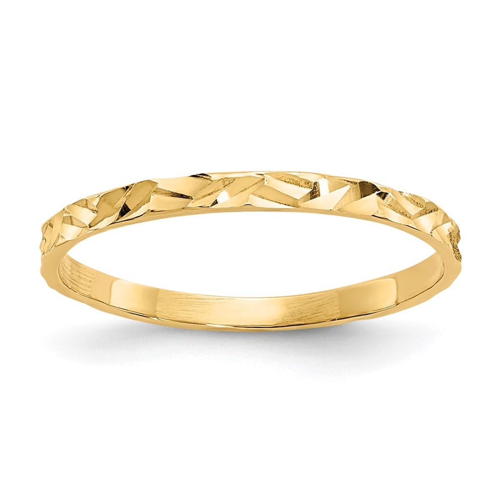 14k Yellow Gold 1mm D.C. Zig-Zag Design Flat Band Ring
