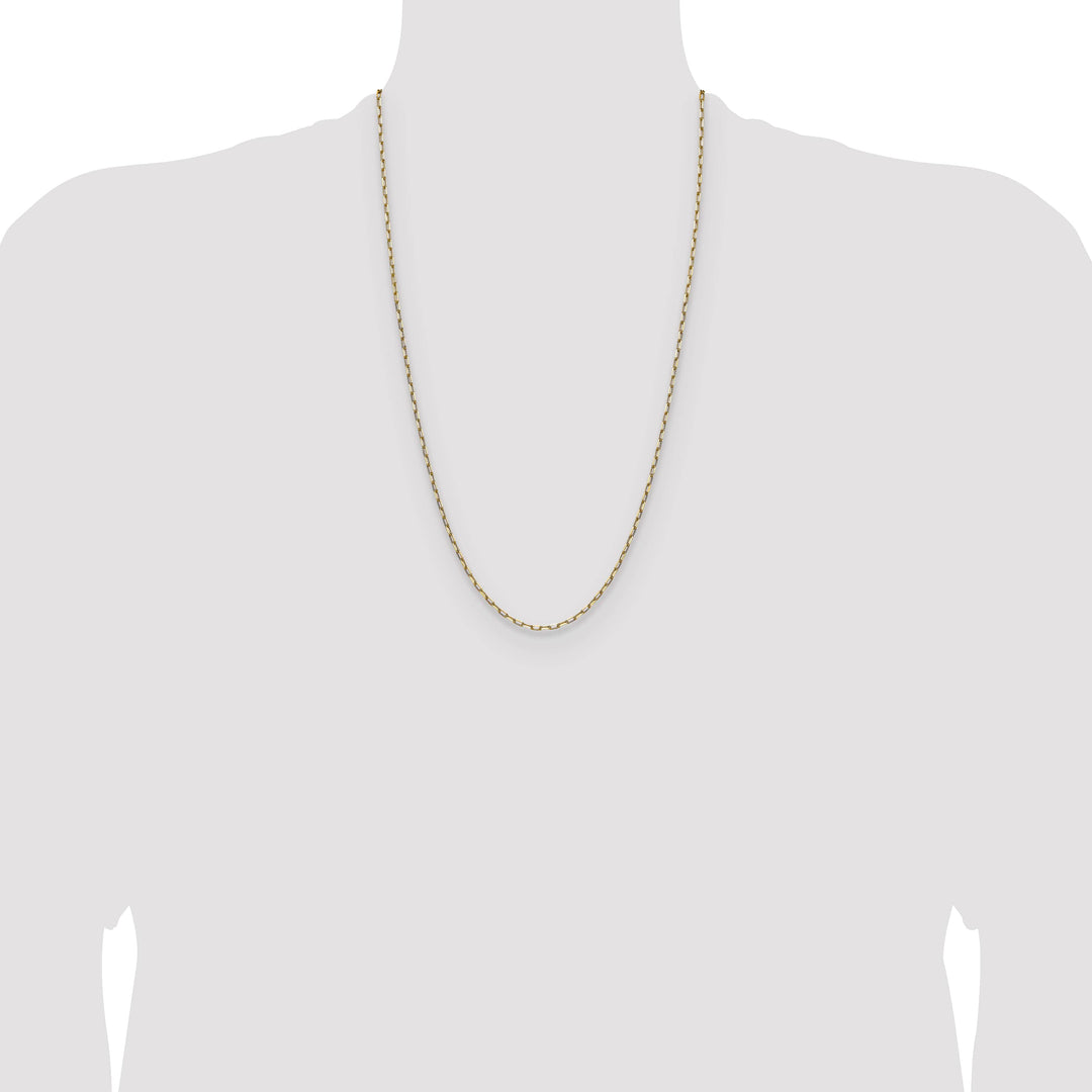 14K Yellow Gold 2.1mm Solid Beveled Paperclip Chain