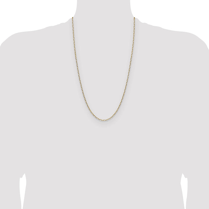 14K Yellow Gold 2.1mm Solid Beveled Paperclip Chain