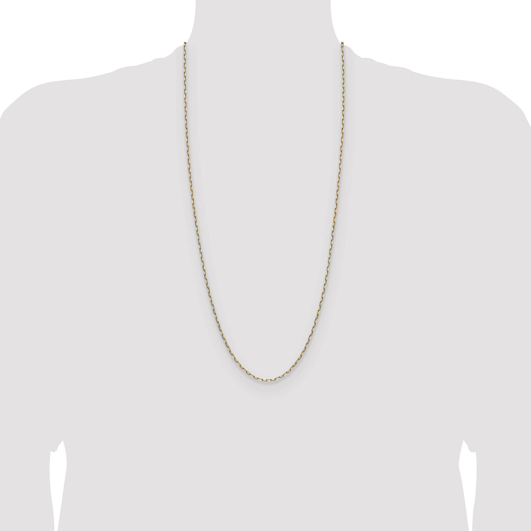 14K Yellow Gold 2.1mm Solid Beveled Paperclip Chain