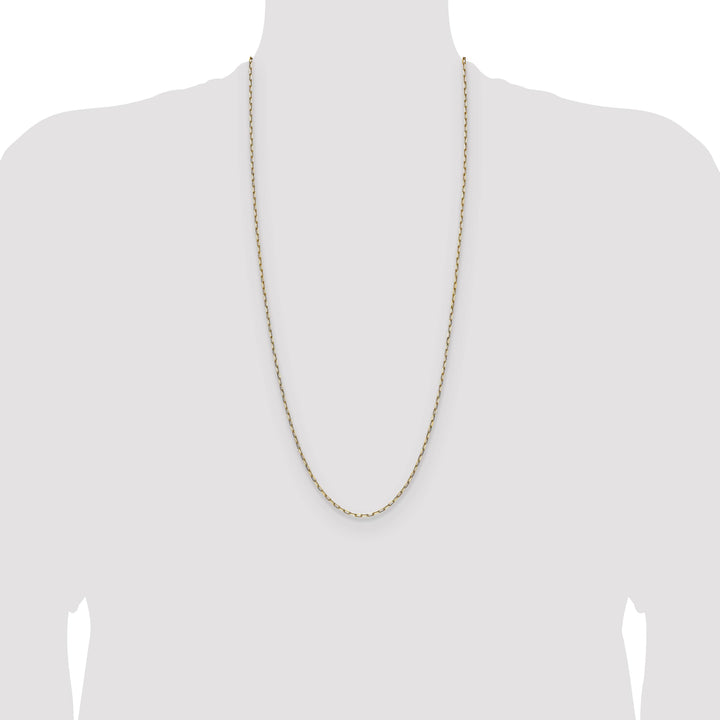 14K Yellow Gold 2.1mm Solid Beveled Paperclip Chain