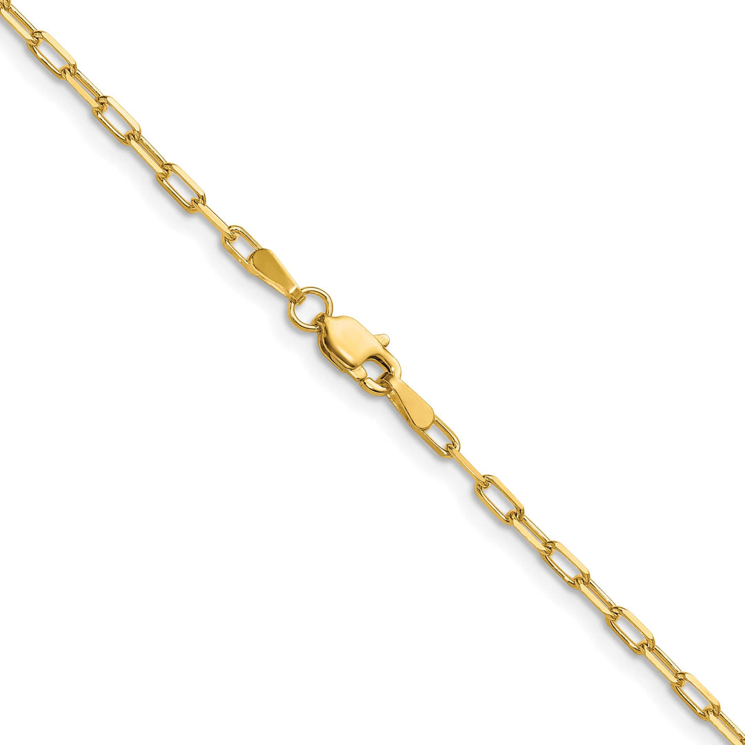 14K Yellow Gold 2.1mm Solid Beveled Paperclip Chain