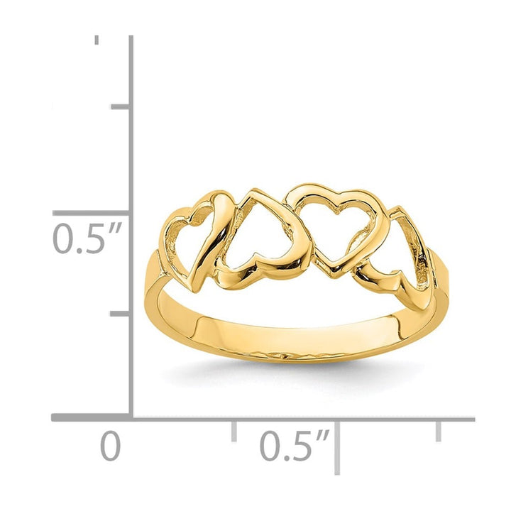 14k Yellow Gold 2.2 mm Polished Hearts Ring Ladies Stock Size 7 Ring Are Refundable