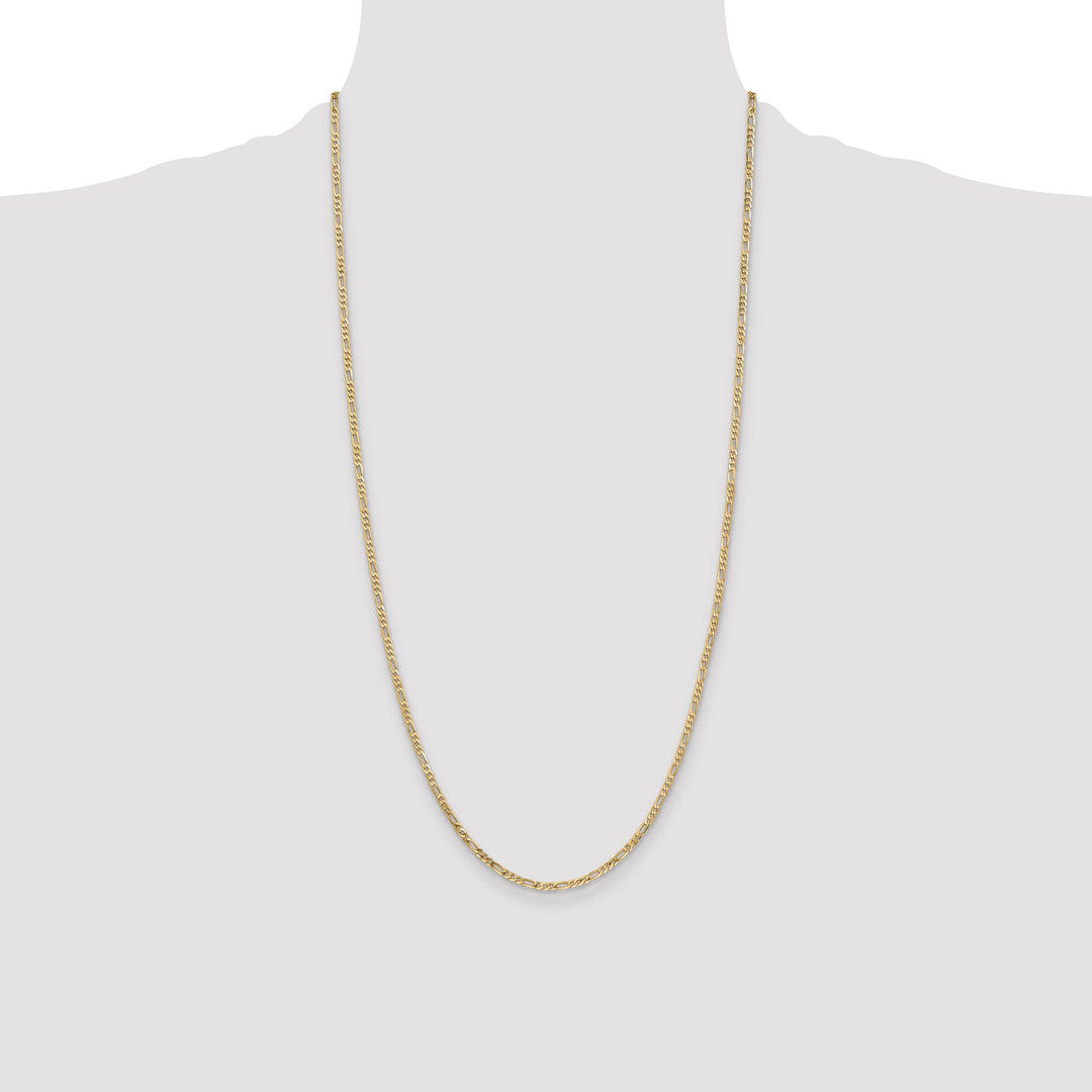 14K Yellow Gold 2.25mm Flat Figaro Chain