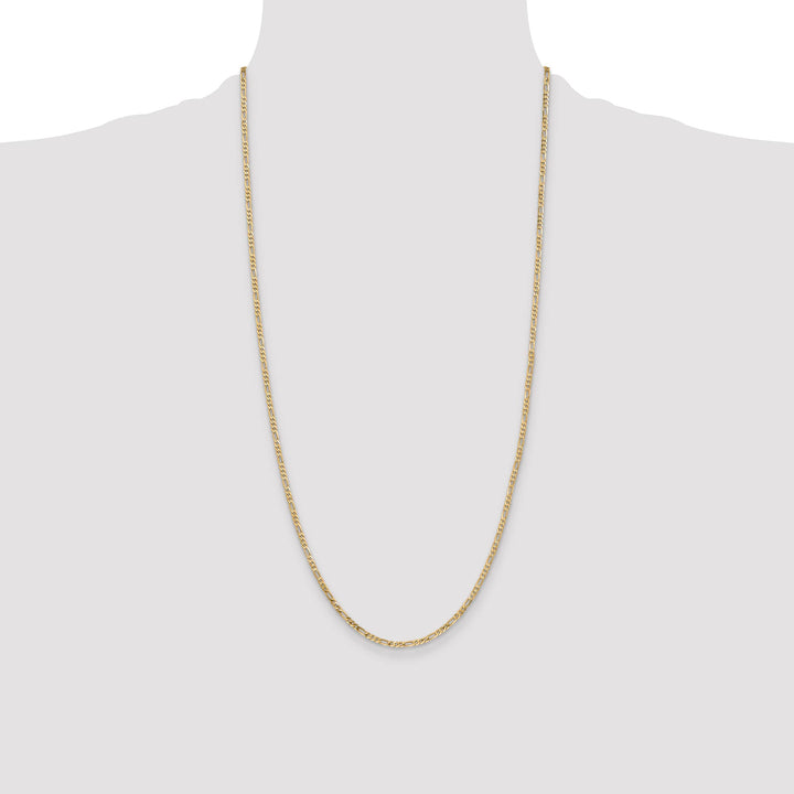 14K Yellow Gold 2.25mm Flat Figaro Chain