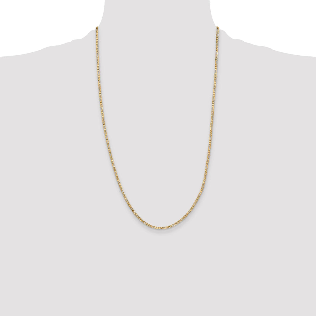 14K Yellow Gold 2.25mm Flat Figaro Chain