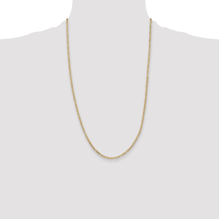 14K Yellow Gold 2.25mm Flat Figaro Chain