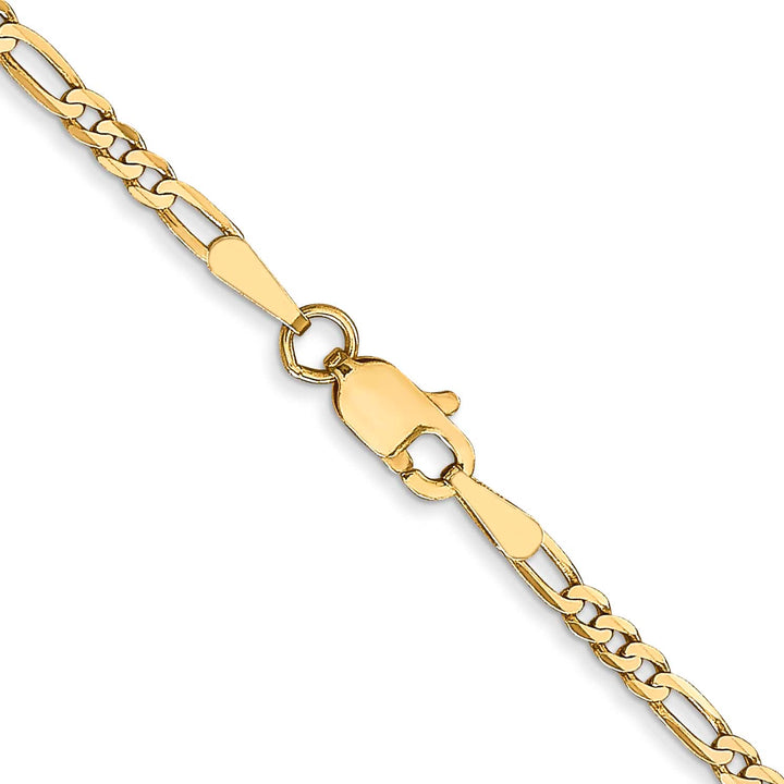 14K Yellow Gold 2.25mm Flat Figaro Chain