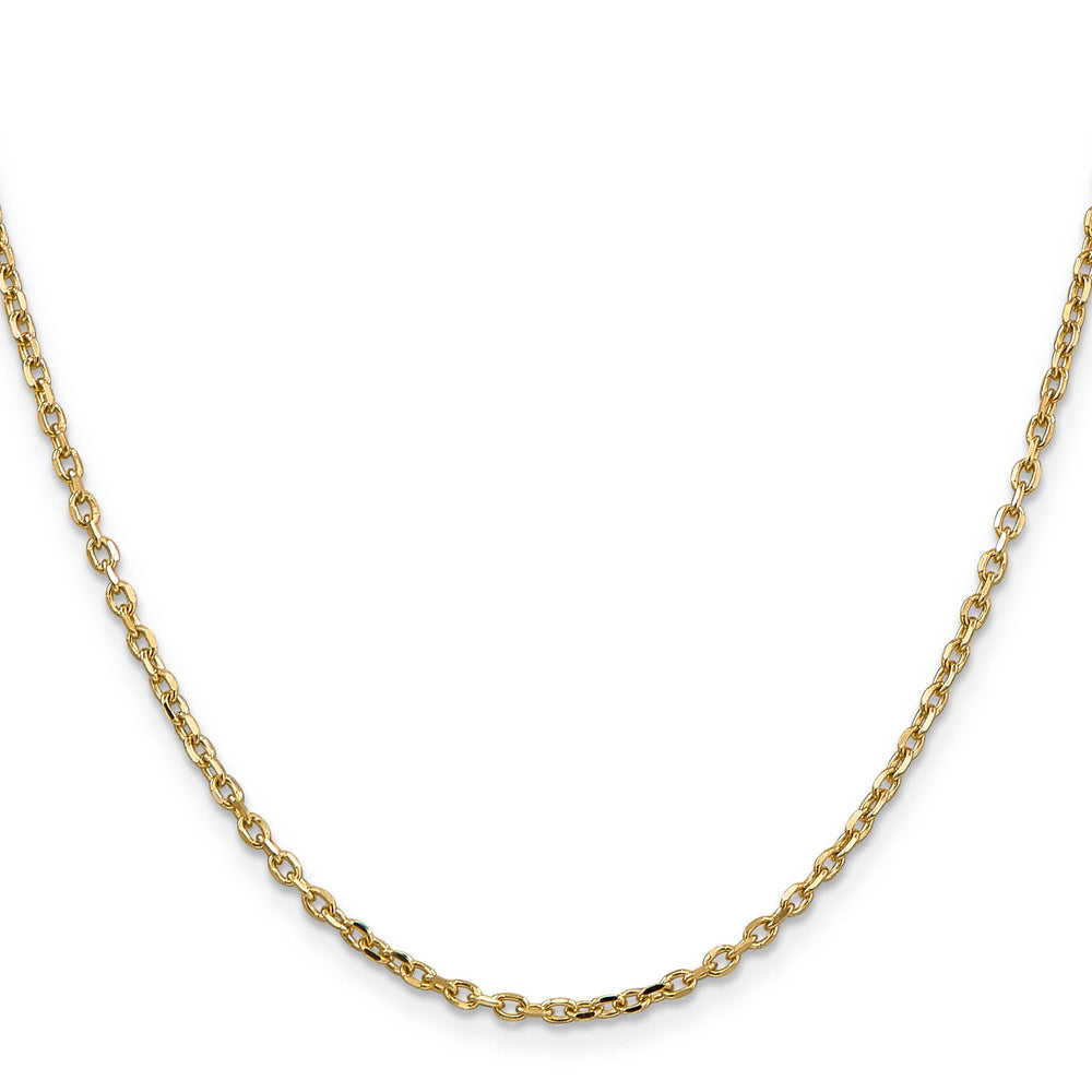 14K Yellow Gold 2.2mm D.C. Round Open Link Cable Chain 26 Inch