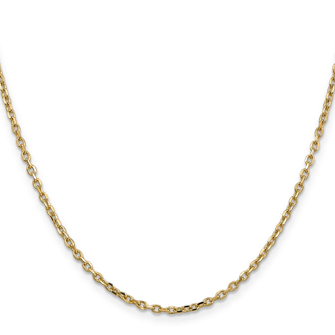 14K Yellow Gold 2.2mm D.C. Round Open Link Cable Chain 26 Inch