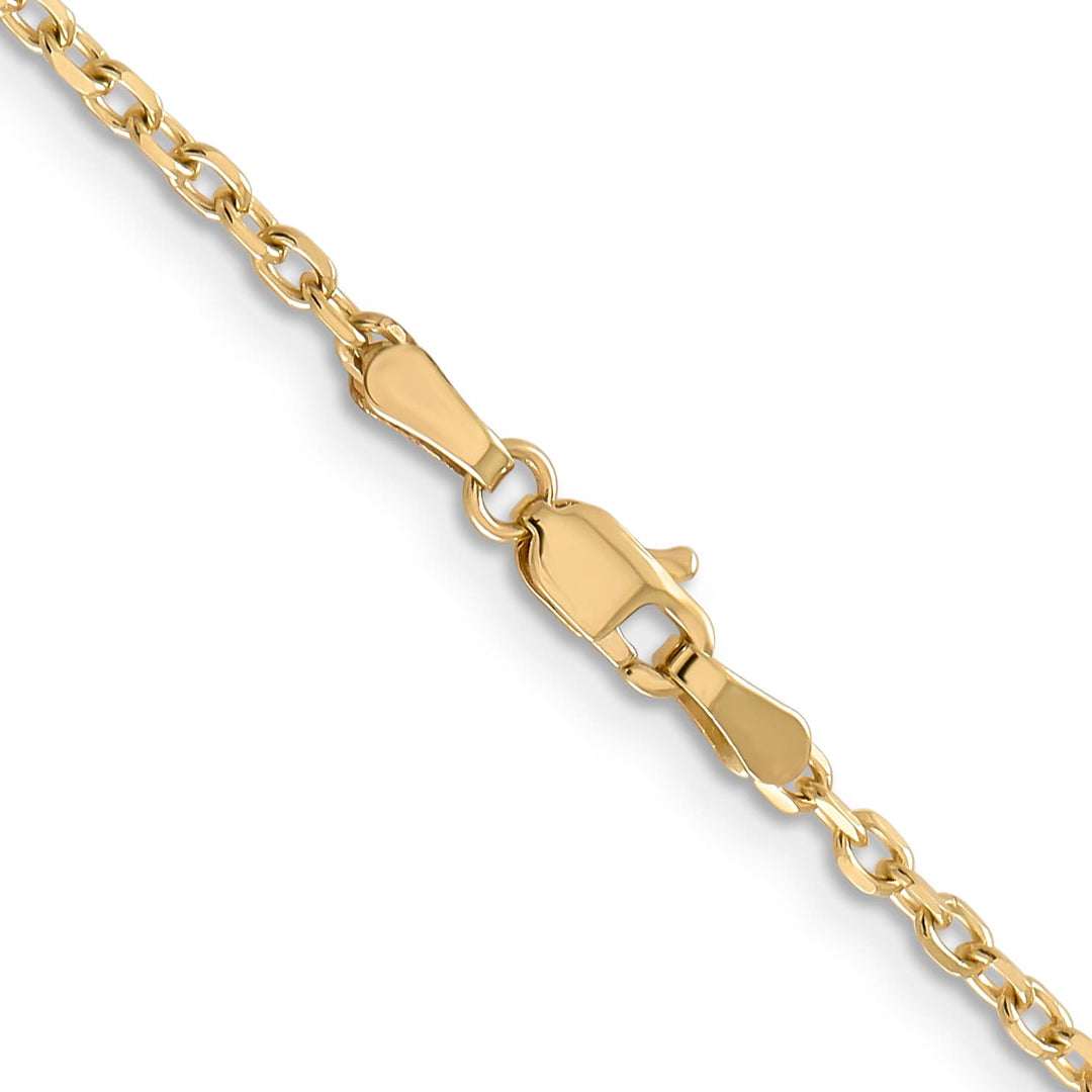 14K Yellow Gold 2.2mm D.C. Round Open Link Cable Chain 26 Inch