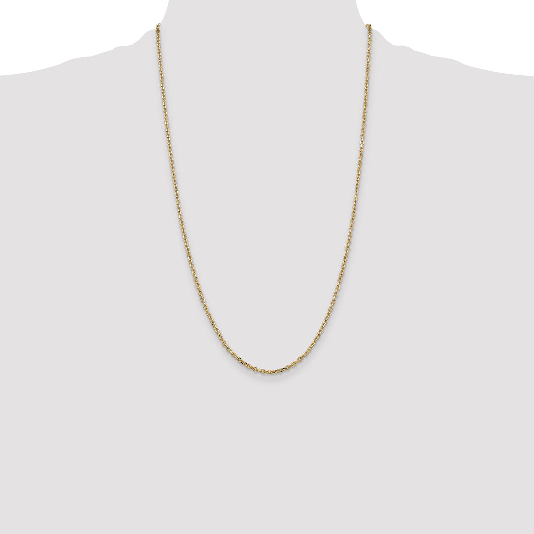 14K Yellow Gold 2.2mm D.C. Round Open Link Cable Chain 26 Inch