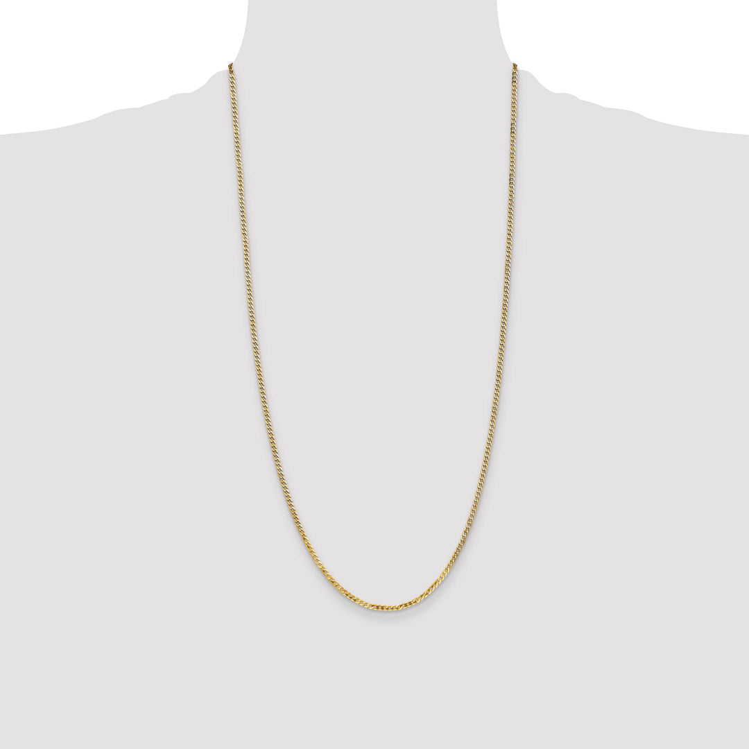 14K Yellow Gold 2.2mm Flat Beveled Curb Chain