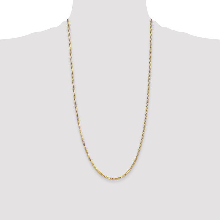 14K Yellow Gold 2.2mm Flat Beveled Curb Chain