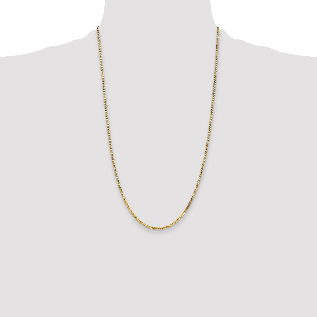 14K Yellow Gold 2.2mm Flat Beveled Curb Chain